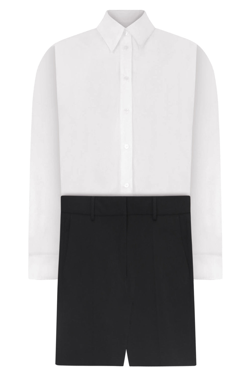 MM6 BY MAISON MARGIELA RTW SHIRT DRESS WITH ATTACHED SKIRT | WHITE / BLACK