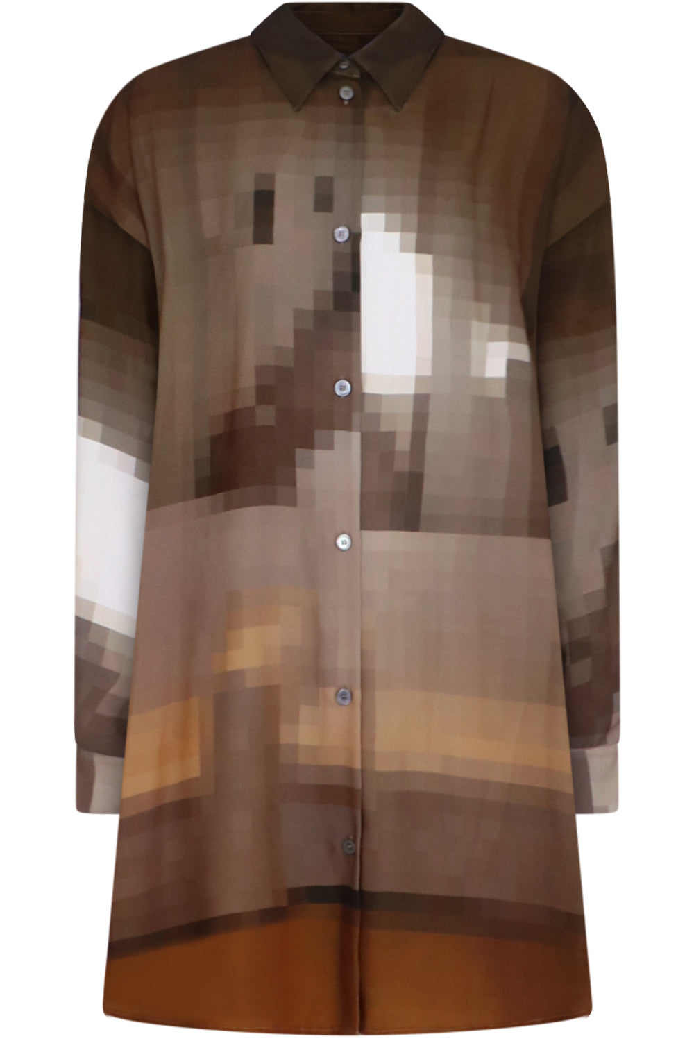 MM6 BY MAISON MARGIELA RTW SHIRT DRESS WITH PIXELATED PRINT | BROWN