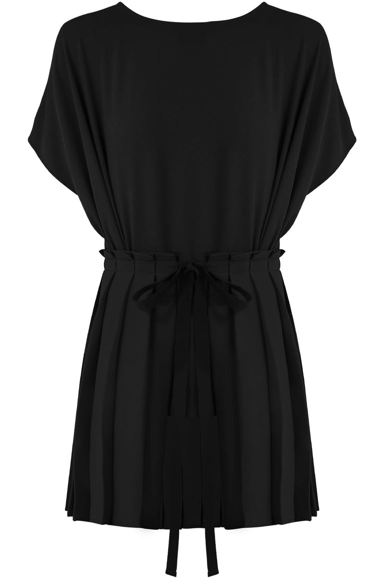 MM6 BY MAISON MARGIELA RTW TIE UP PLEATED BLOUSE S/S BLACK