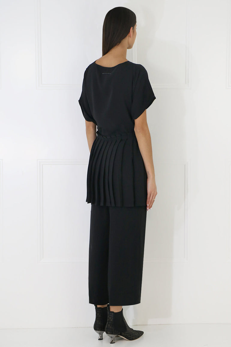 MM6 BY MAISON MARGIELA RTW TIE UP PLEATED BLOUSE S/S BLACK