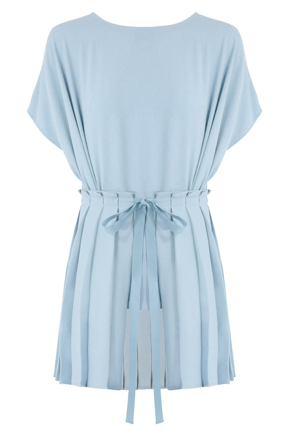 MM6 BY MAISON MARGIELA RTW TIE UP PLEATED BLOUSE S/S ICE BLUE