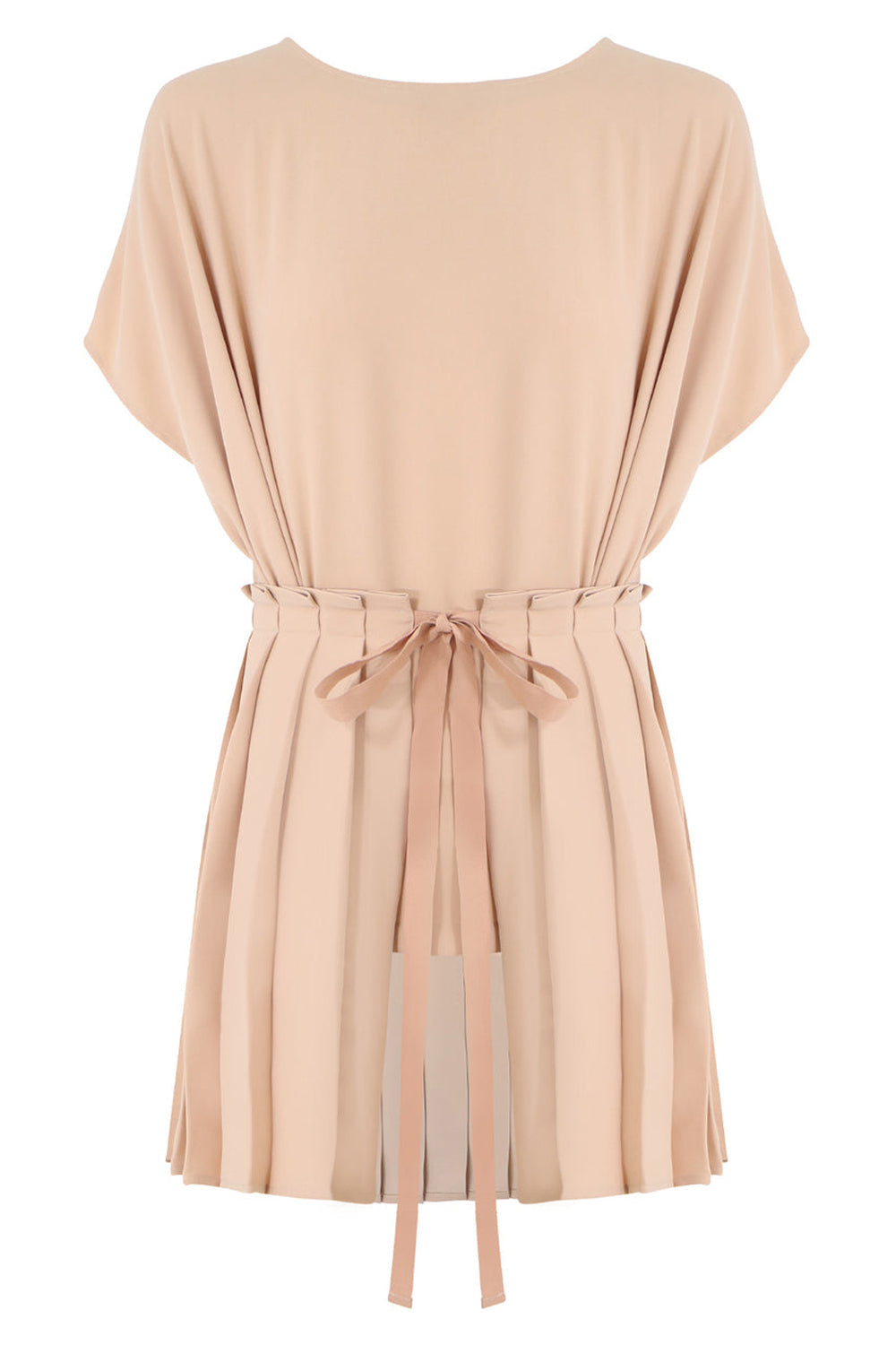 MM6 BY MAISON MARGIELA RTW TIE UP PLEATED BLOUSE S/S NUDE