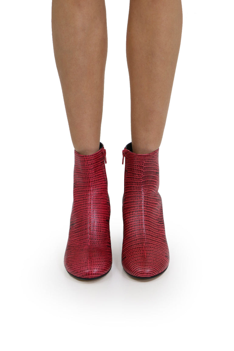 MM6 BY MAISON MARGIELA SHOES ANKLE BOOT WITH CHUNKY HEEL LIPSTICK RED