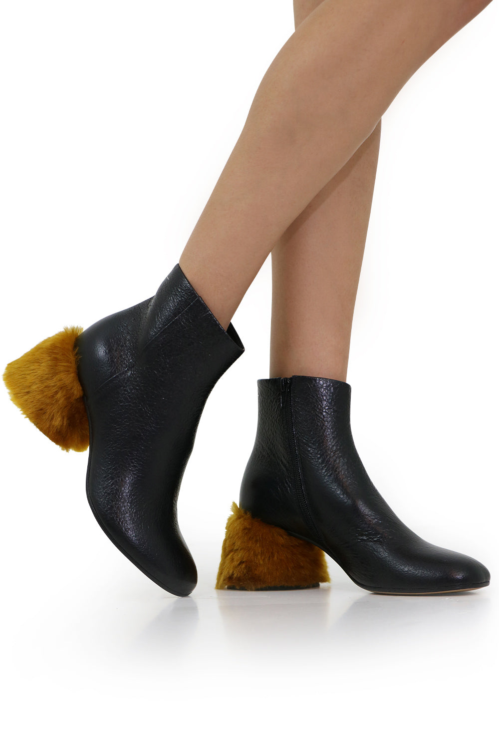MM6 BY MAISON MARGIELA SHOES FUR HEEL ANKLE BOOT BLACK