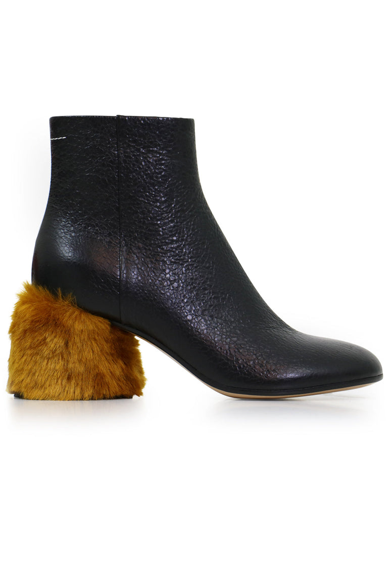 MM6 BY MAISON MARGIELA SHOES FUR HEEL ANKLE BOOT BLACK