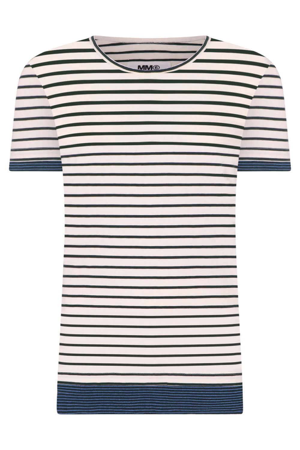 MM6 BY MAISON MARGIELA T-SHIRTS CONTRAST STRIPE S/SLV T-SHIRT | OFF WHITE/POISON GREEN