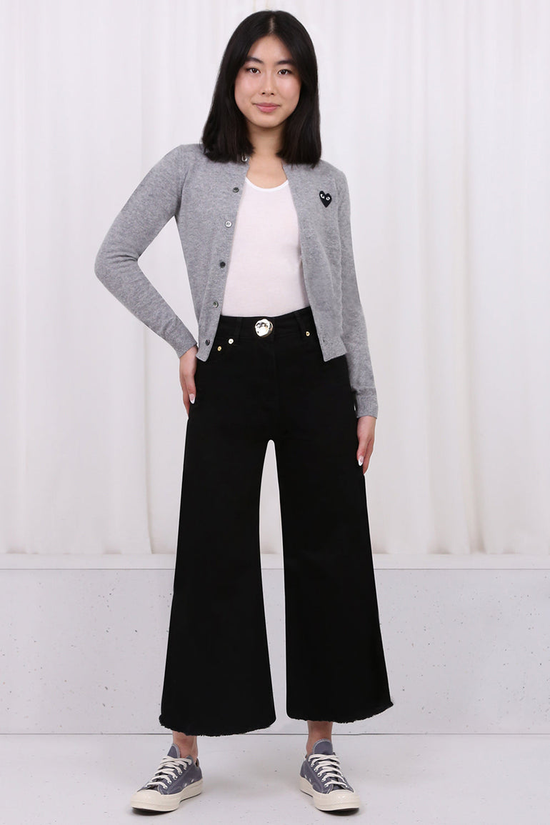 MOTHER OF PEARL PANTS CROPPED WIDE LEG DENIM TROUSERS BLACK