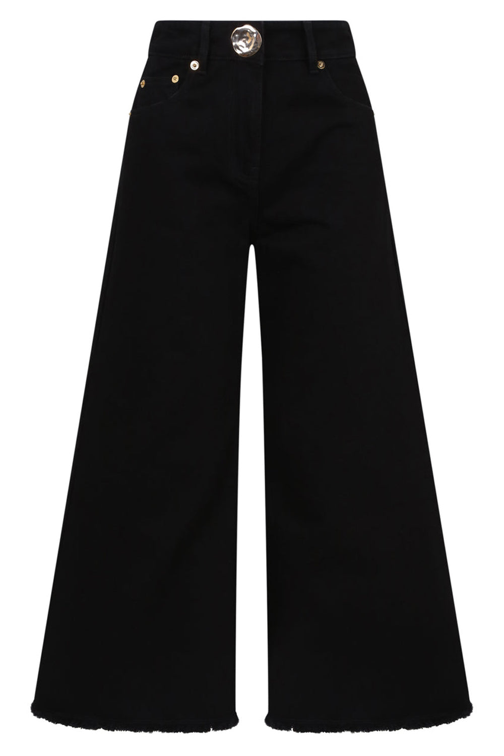 MOTHER OF PEARL PANTS CROPPED WIDE LEG DENIM TROUSERS BLACK