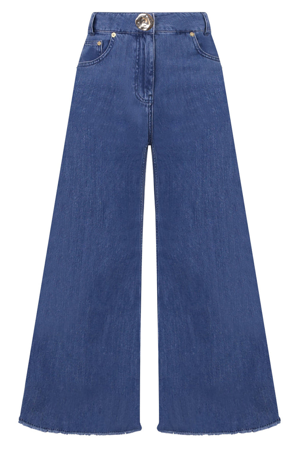 MOTHER OF PEARL PANTS CROPPED WIDE LEG DENIM TROUSERS STONE WASH