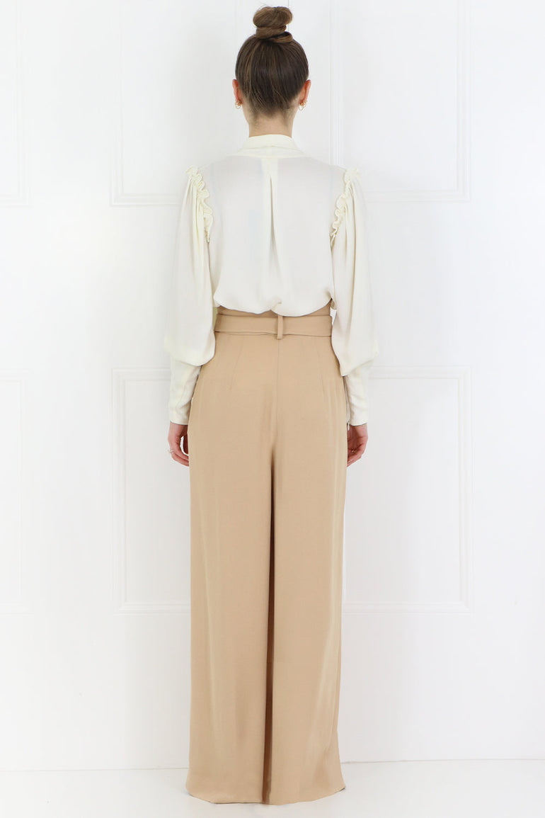 MOTHER OF PEARL PANTS IONA WIDE LEG PANTS WITH BELT TAN