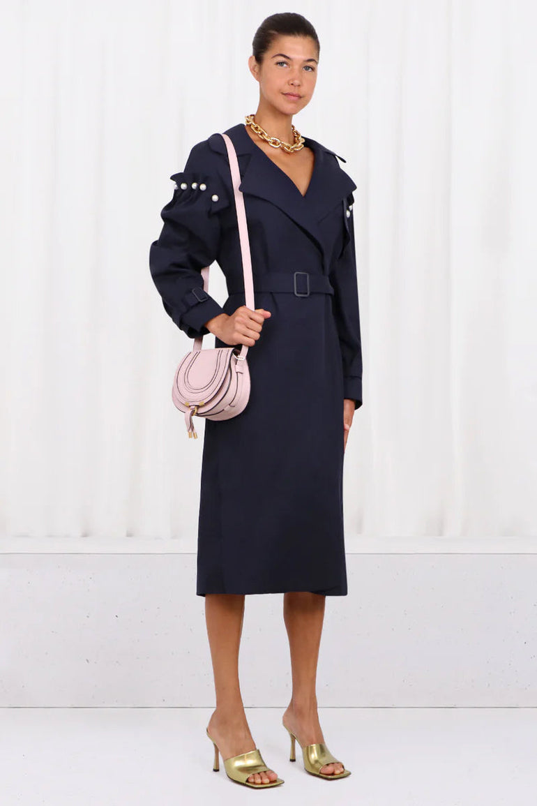MOTHER OF PEARL RTW EMBER COTTON TRENCH COAT | NAVY