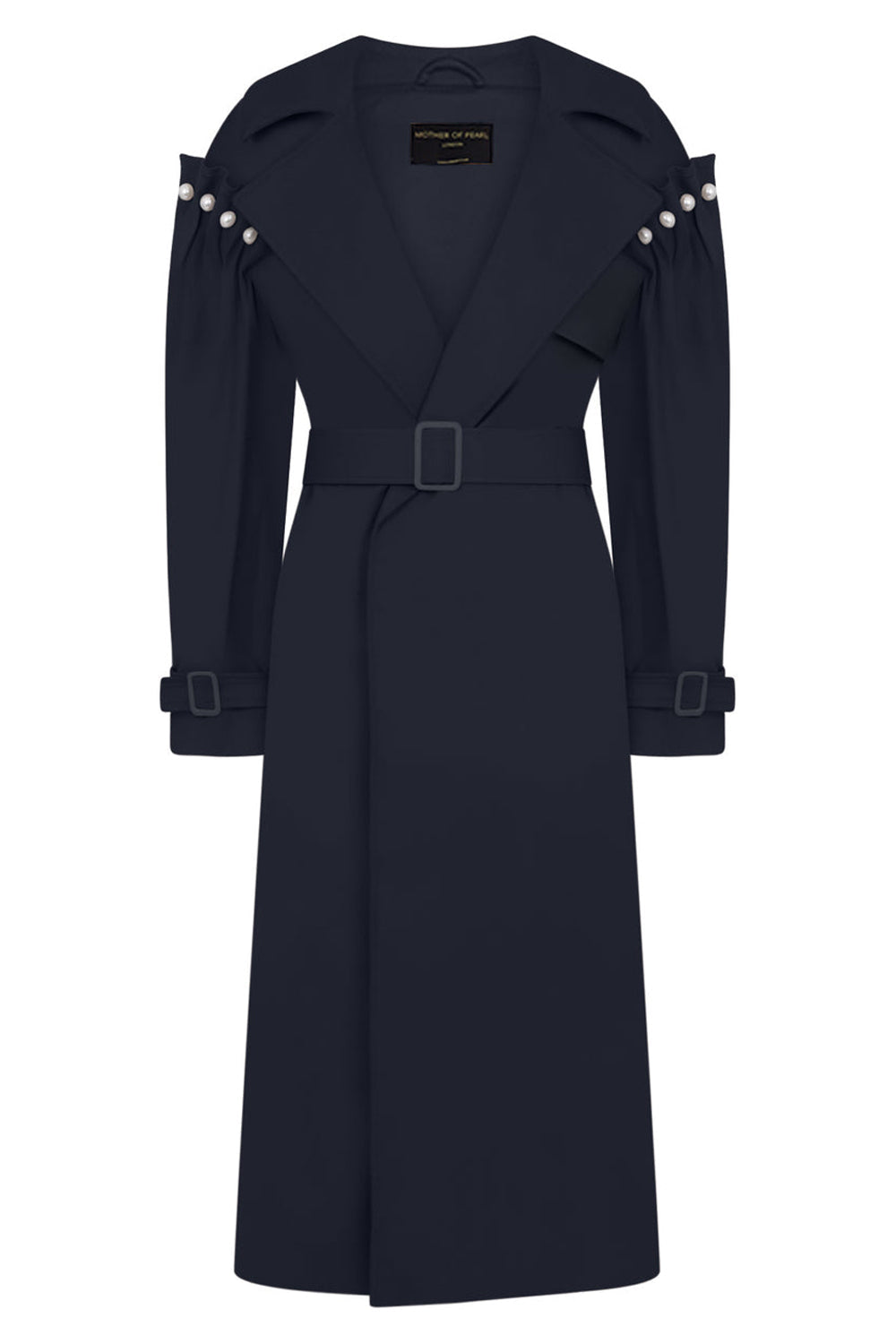 MOTHER OF PEARL RTW EMBER COTTON TRENCH COAT | NAVY