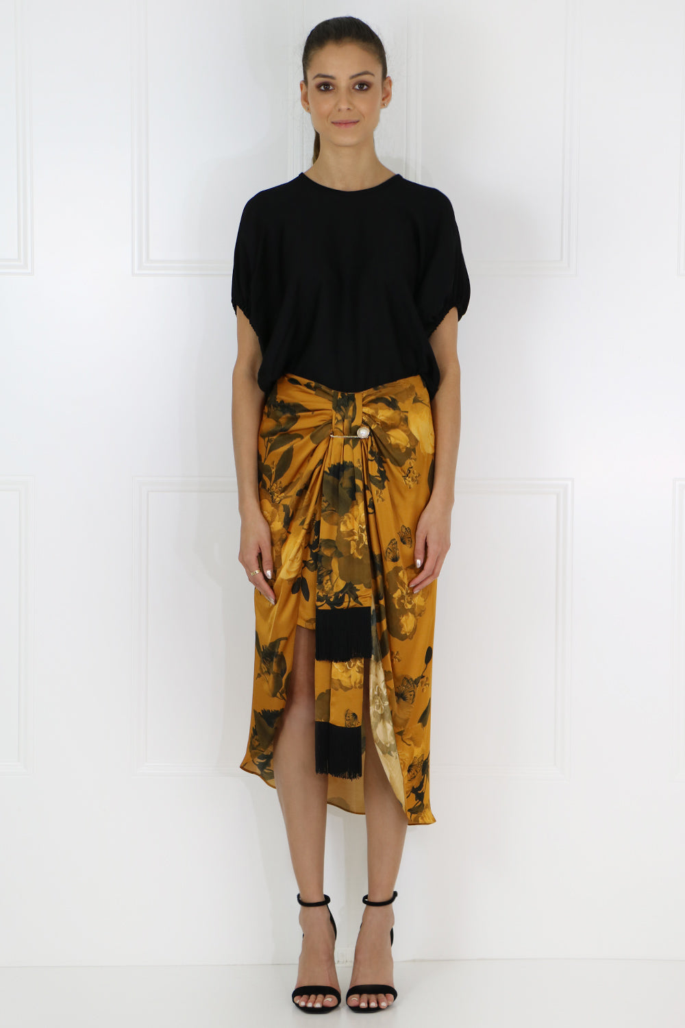 MOTHER OF PEARL RTW EMMA KNOT SKIRT GOLDEN PEONY
