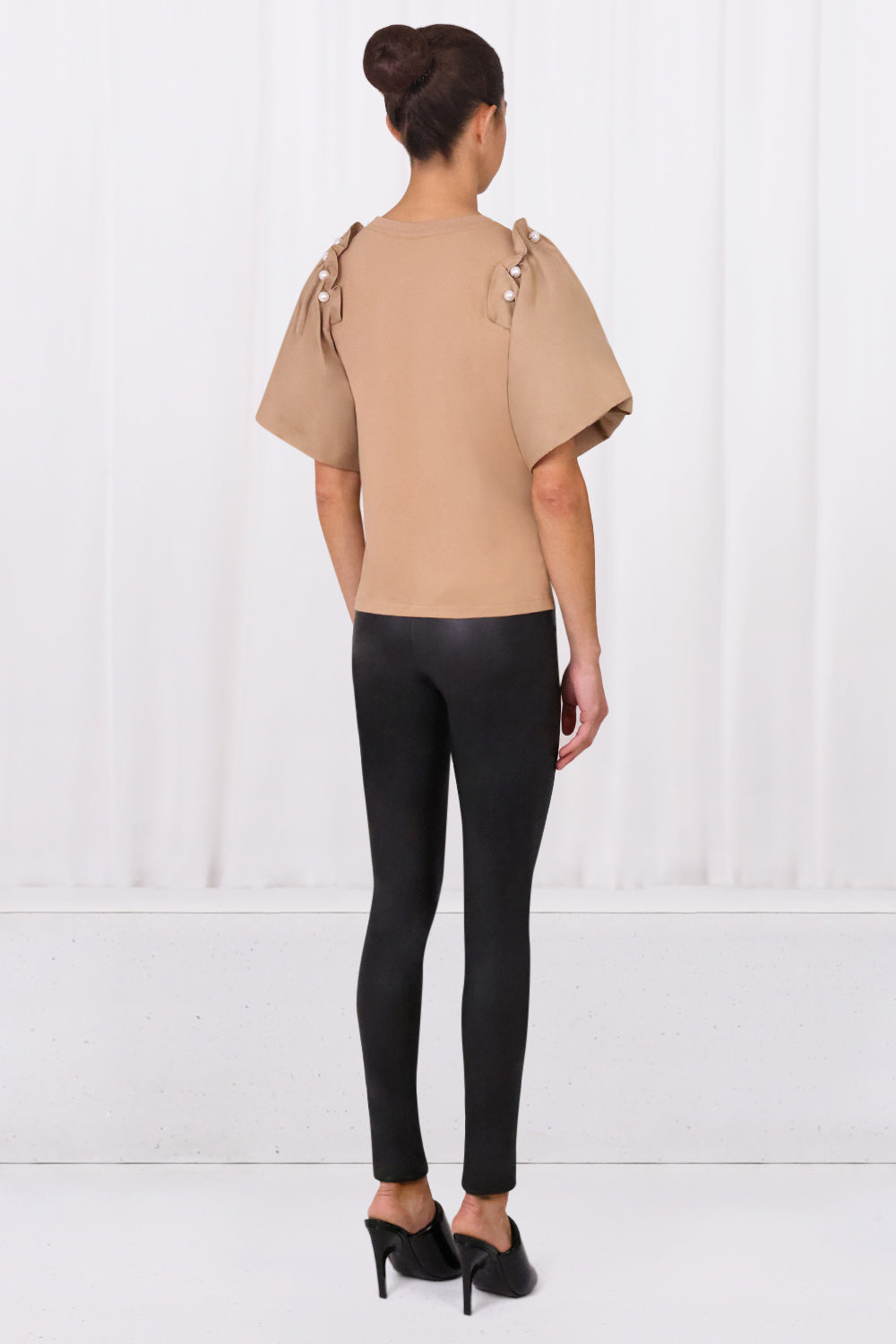 MOTHER OF PEARL RTW HOPE PUFF SLEEVE T-SHIRT | TAN