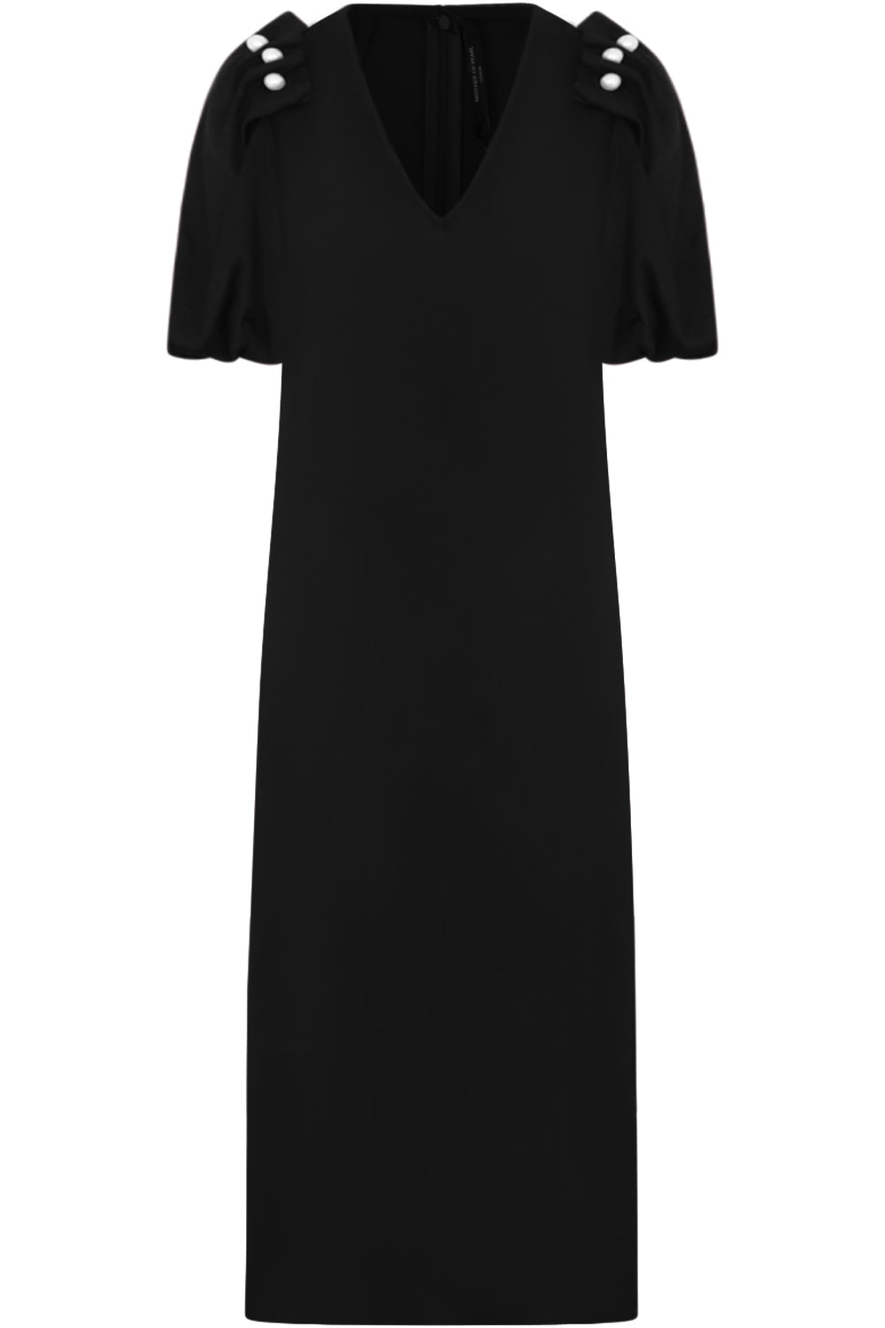 MOTHER OF PEARL RTW LOUELLA  MIDI DRESS WITH PEARL SLEEVE | BLACK