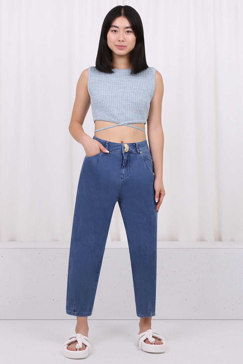 MOTHER OF PEARL RTW TAPERED JEAN STONE WASH