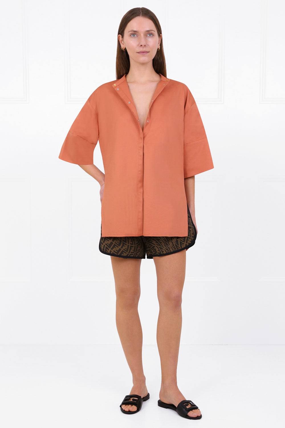 MOTHER OF PEARL SHIRTS JADE OVERSIZED SHIRT S/S SEPIA BROWN