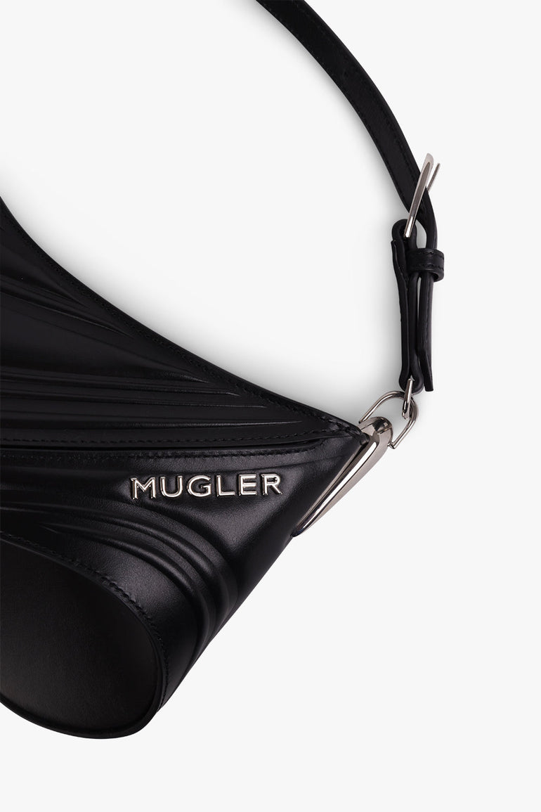 Black embossed Spiral Curve 01 bag - Mugler fashion official