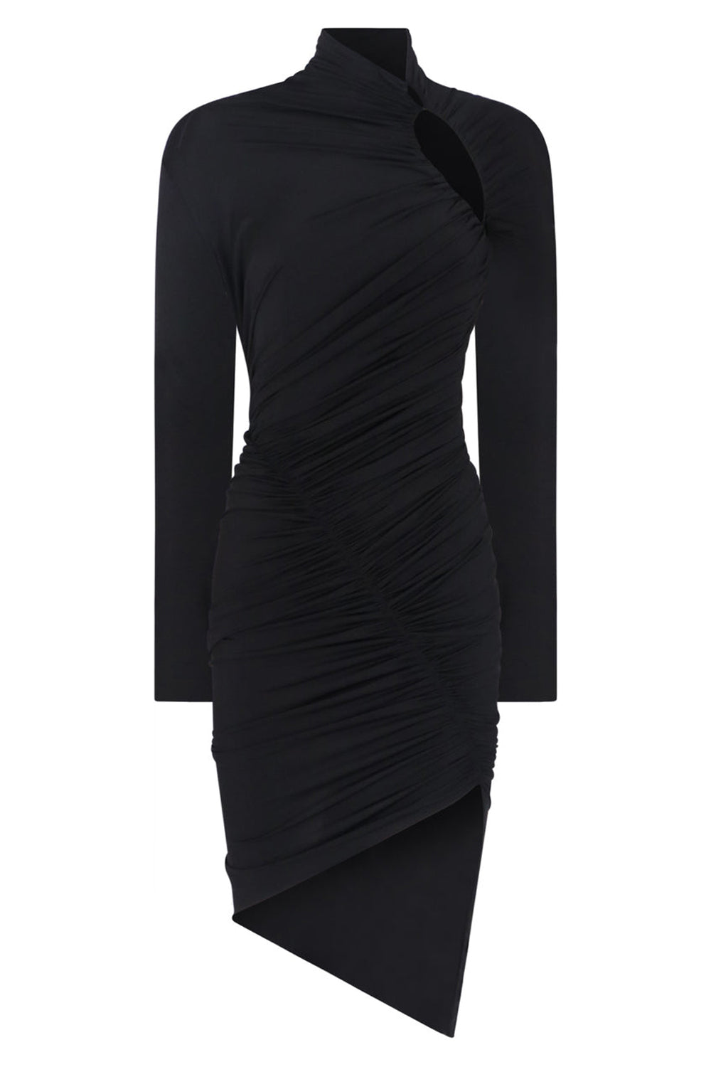MUGLER DRESSES SWIRLING DRESS SHOULDER SPLIT BLACK