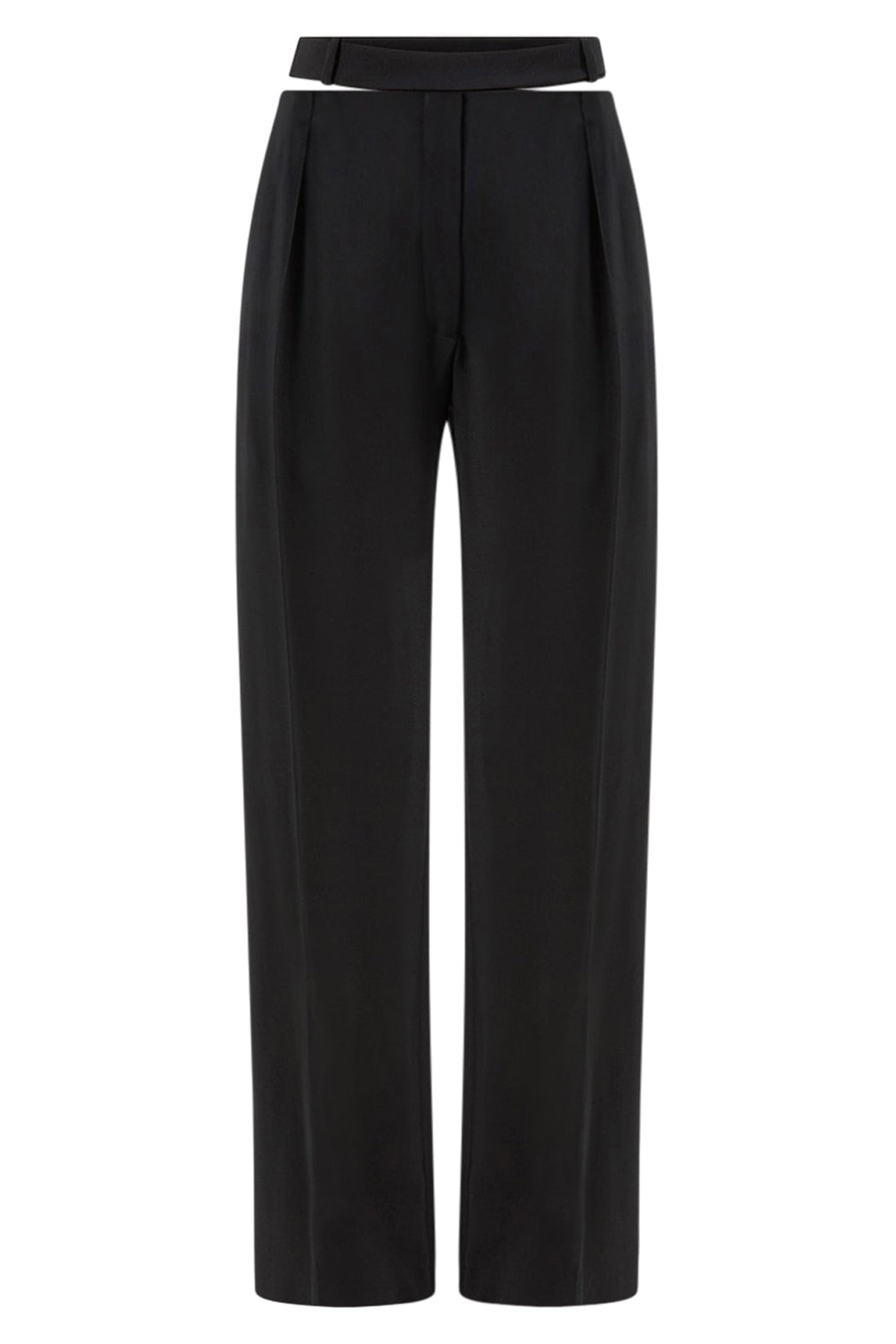 MUGLER RTW BELTED WOOL FLUID PANT | BLACK