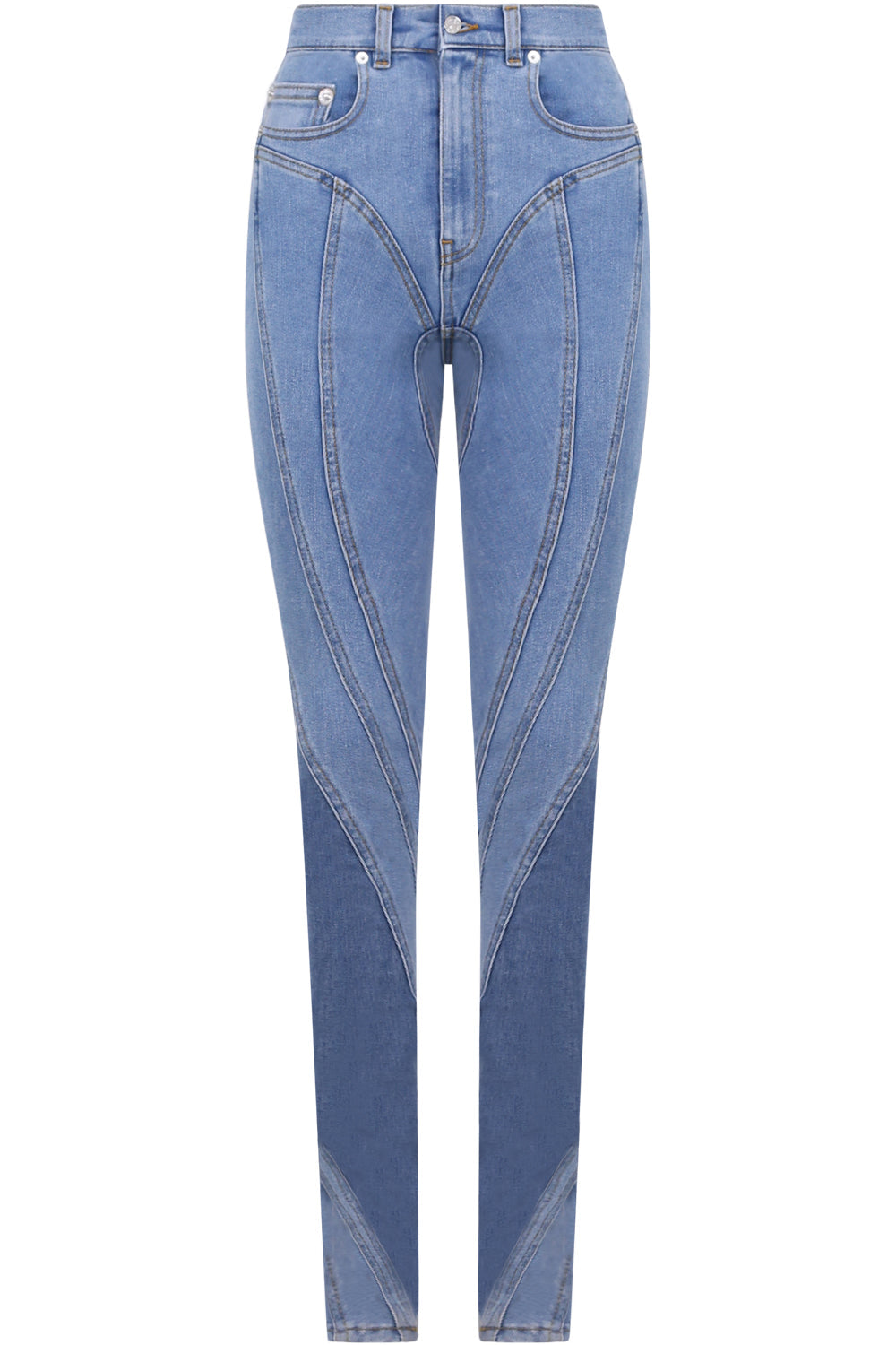 MUGLER RTW BI-MATERIAL SPIRAL JEAN | LIGHT BLUE