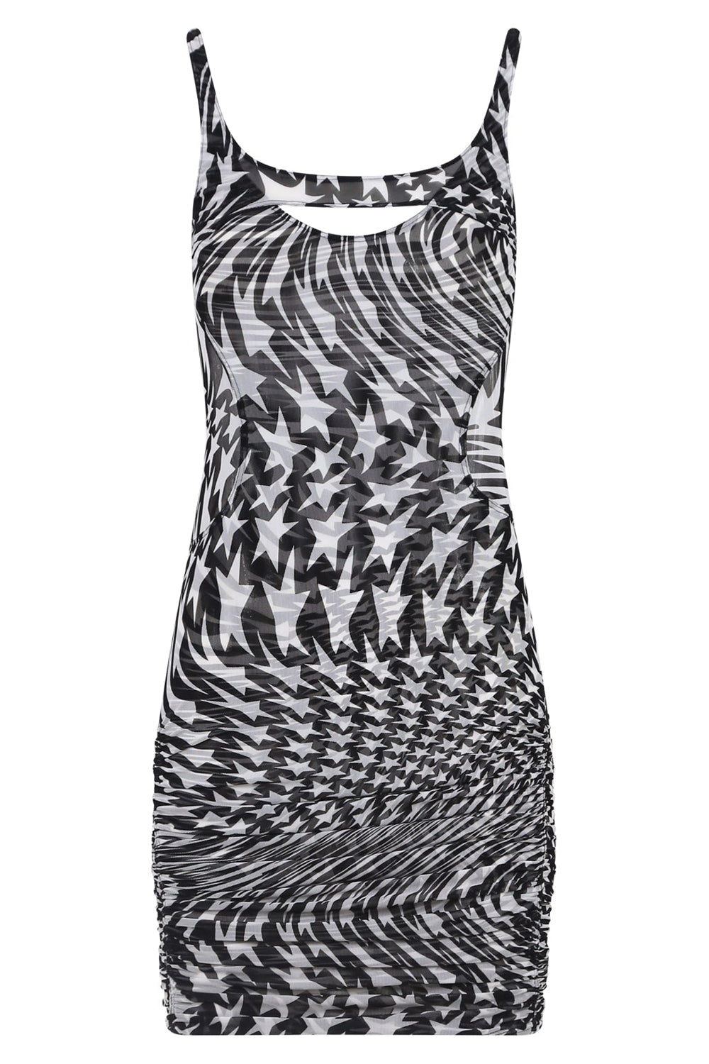 MUGLER RTW MESH MINI DRESS STAR BLACK / IVORY