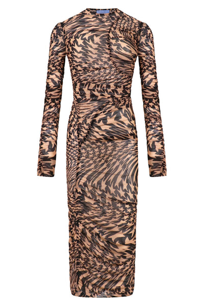 star mesh midi dress MUGLER STAR PRINT MESH MIDI DRESS BLACK BEIGE NEW SEASON PARLOUR X –  Parlour X
