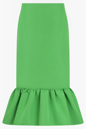 NINA RICCI RTW Midi Taffeta Peplum Skirt | Green