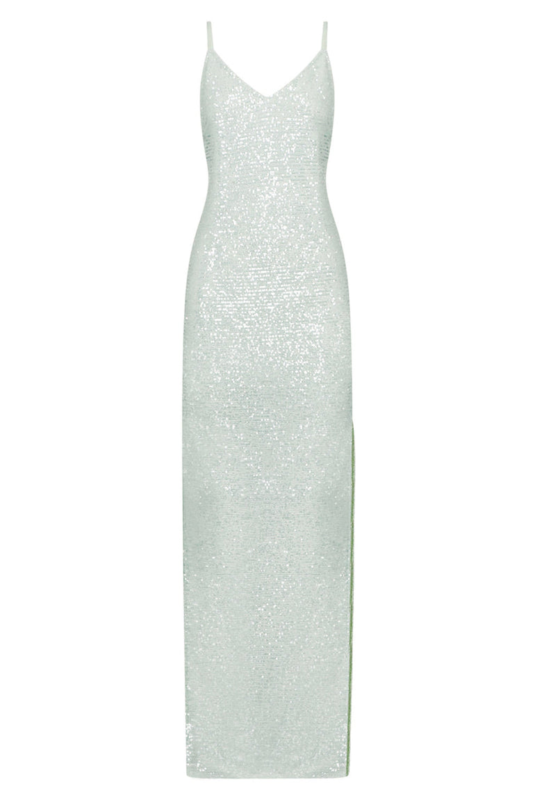 NINA RICCI RTW SEQUIN MAXI DRESS | WATER GREEN