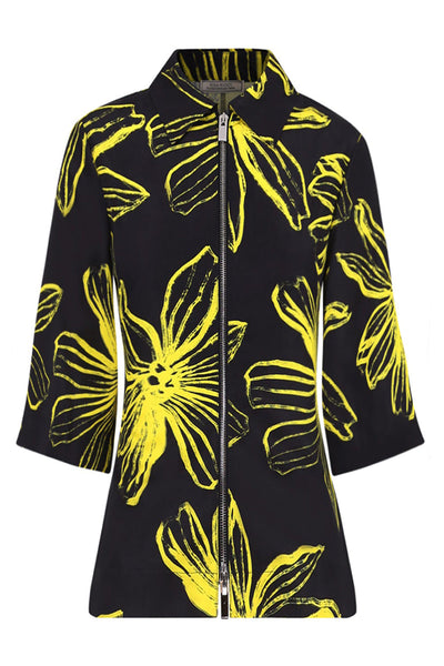 NINA RICCI FLOWER PRINT ZIP TOP L/S YELLOW NEW SEASON PARLOUR X