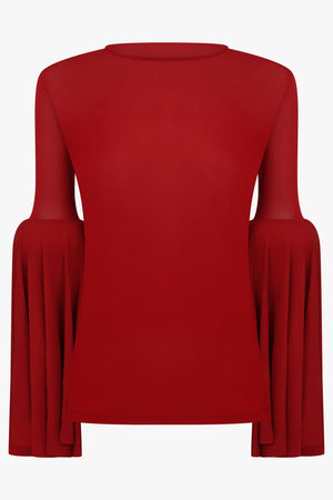 Gathered Bell Sleeve Top | Burgundy