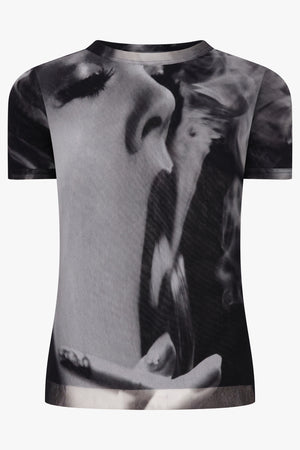 Smoking Women Print Baby Top | Black/Grey/White