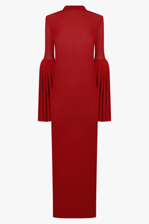 Gathered Long Sleeve Maxi Dress | Burgundy