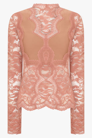 Lace X Stretch Panel Top | New Caramel