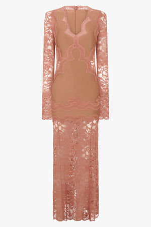 Lace X Stretch Panel Maxi Dress | New Caramel