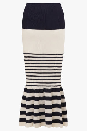 Striped Fishtail Skirt | Navy/White