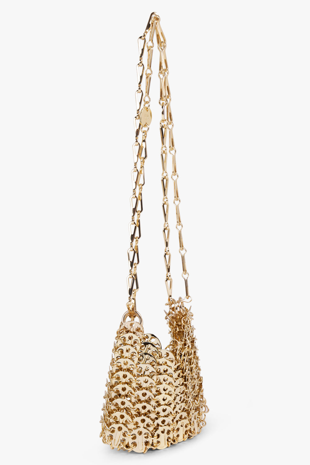 PACO RABANNE NANO 1969 MESH DISC BAG GOLD NEW SEASON PARLOUR X