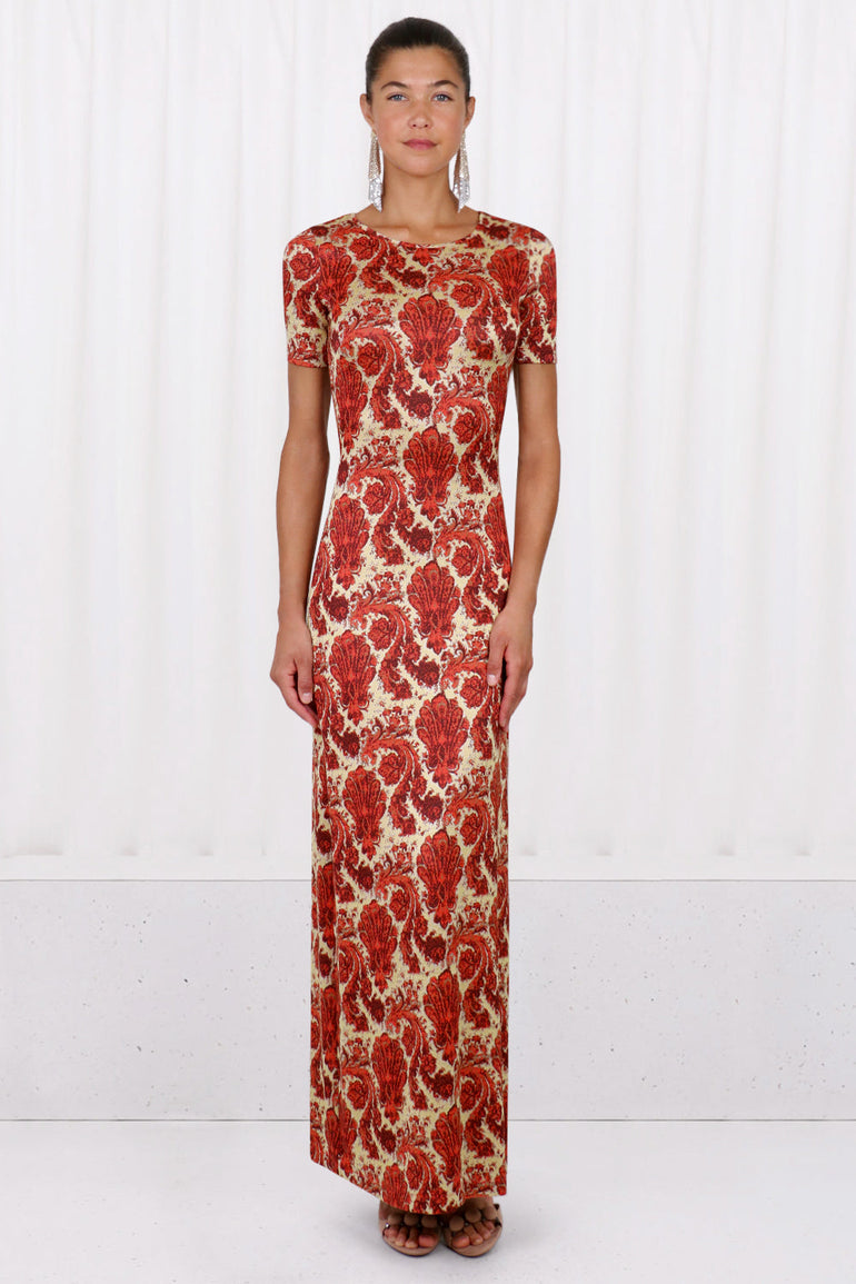 PACO RABANNE DRESSES TAPESTRY PRINT MAXI DRESS | GRUNGE RED