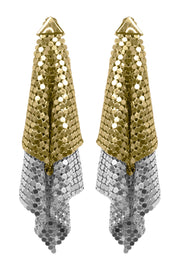 PACO RABANNE JEWELLERY MULTI PIXEL CONTRAST MESH EARRING | GOLD/SILVER