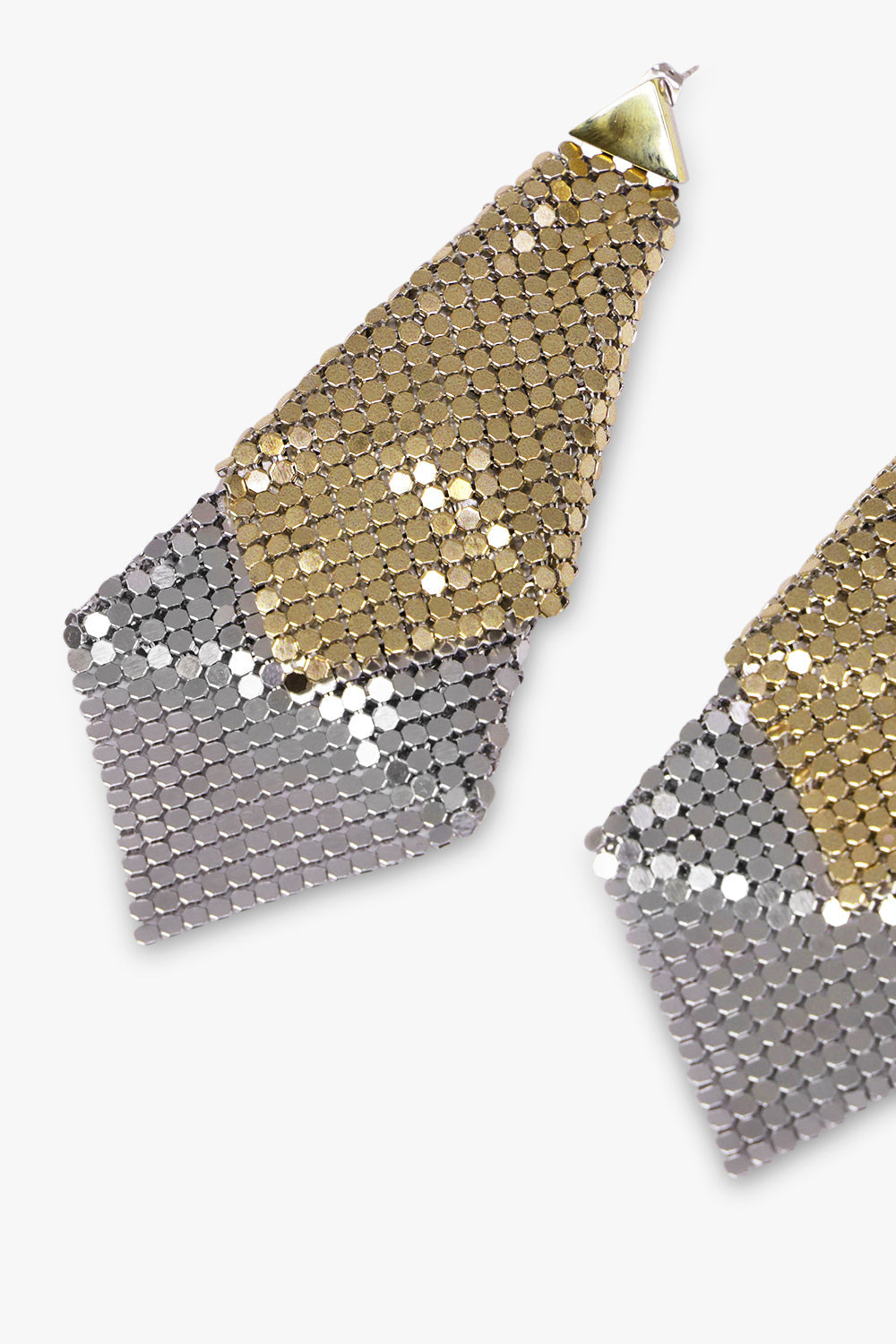 PACO RABANNE PIXEL CONTRAST DOUBLE EARRING GOLD SILVER