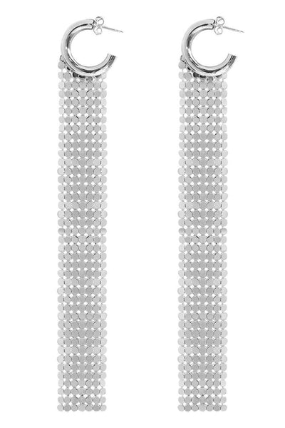 RABANNE シルバーピアス Pixel PACO RABANNE PIXEL MESH HOOP EARRINGS SILVER NEW SEASON ONLINE