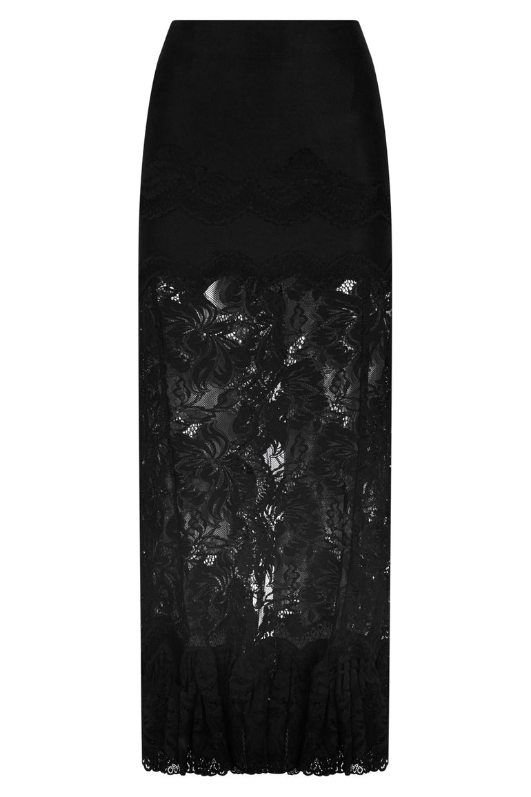 PACO RABANNE RTW Lace Maxi Skirt | Black