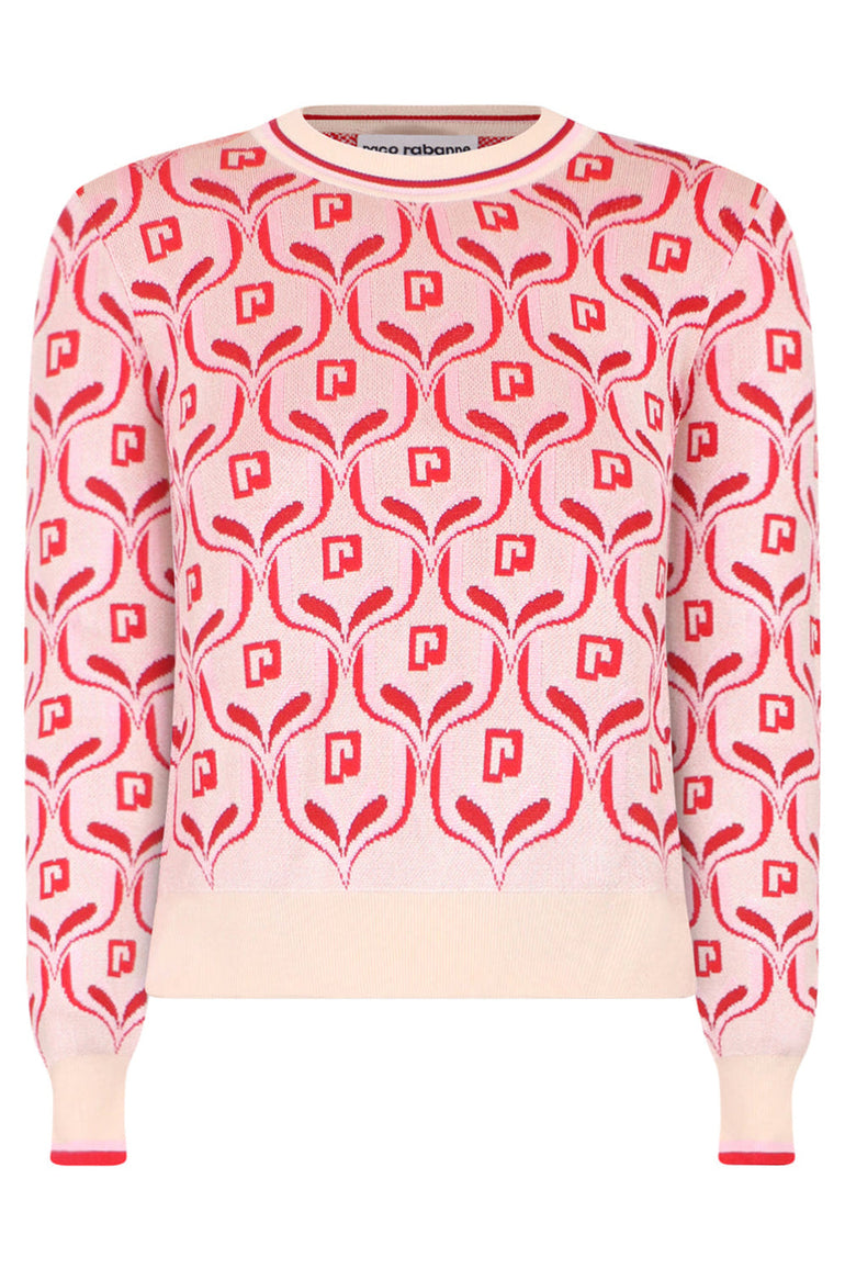 PACO RABANNE RTW LOGO SIGNATURE PULLOVER KNIT | RED/WHITE