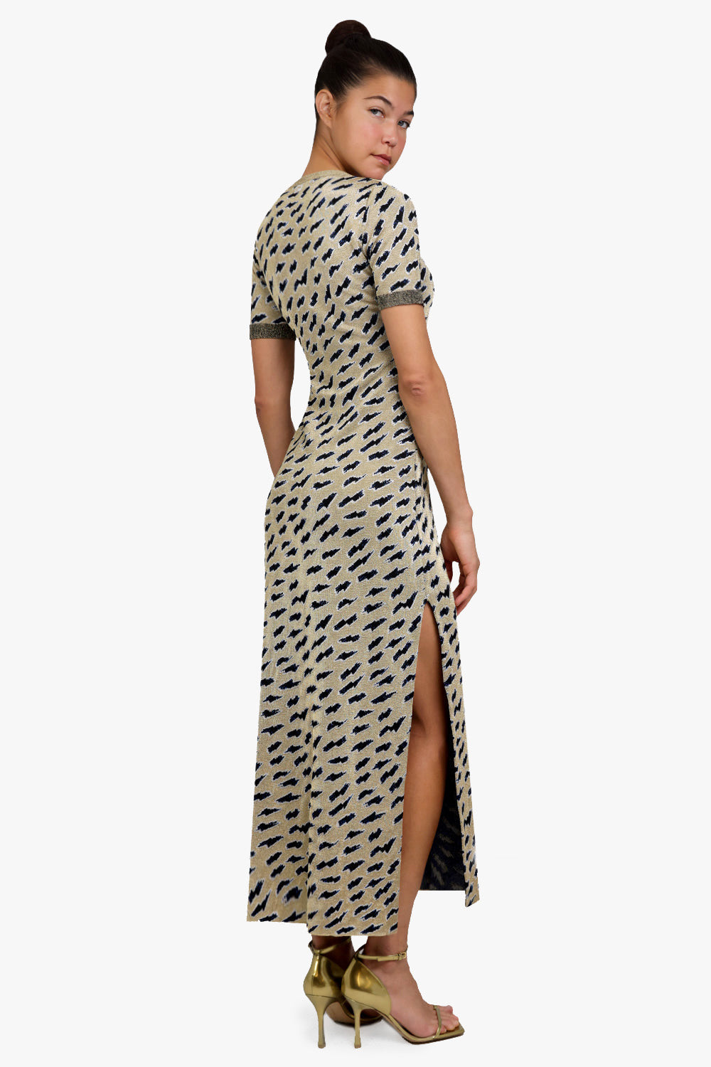 PACO RABANNE RTW Printed Short Sleeve Maxi Dress | Mini Yellow Flash