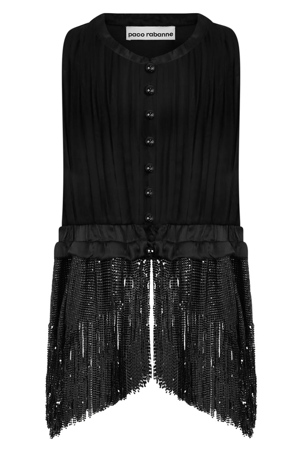 PACO RABANNE RTW RUCHED S/LESS BUTTON TOP | BLACK