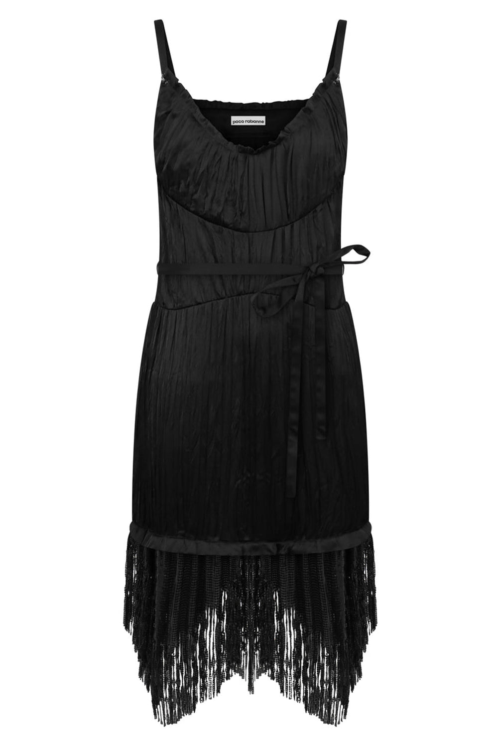 PACO RABANNE RTW RUCHED STRAPY DRESS | BLACK