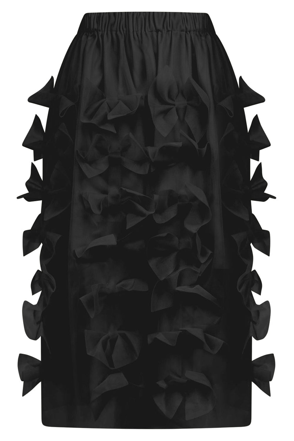 PASKAL RTW TULLE SKIRT WITH BOW APPLIQUES | BLACK