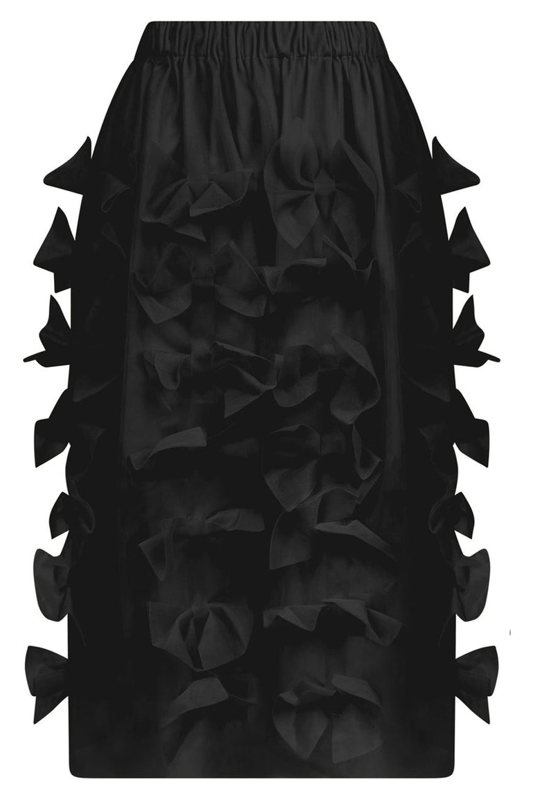 PASKAL RTW TULLE SKIRT WITH BOW APPLIQUES | BLACK