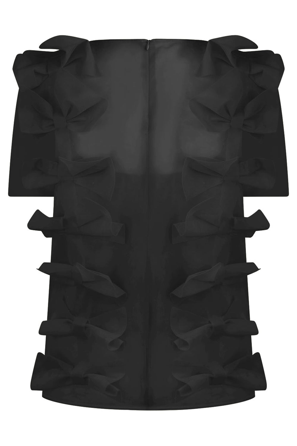 PASKAL RTW TULLE T-SHIRT WITH BOW APPLIQUES | BLACK