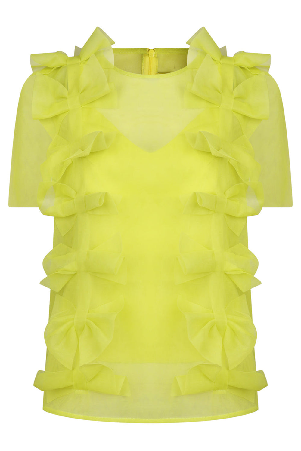 PASKAL RTW TULLE T-SHIRT WITH BOW APPLIQUES | LIME